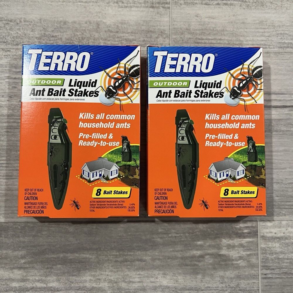 Lot of 2 Terro Outdoor Liquid Ant Bait Stakes 8 Bait Stakes Per Box